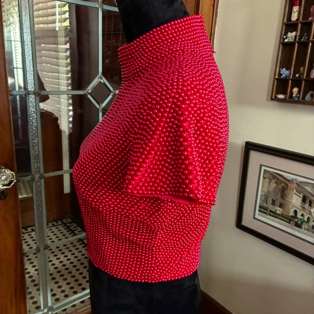 "Cache" Beaded Formal Top, Red, 10, Guc - image 4